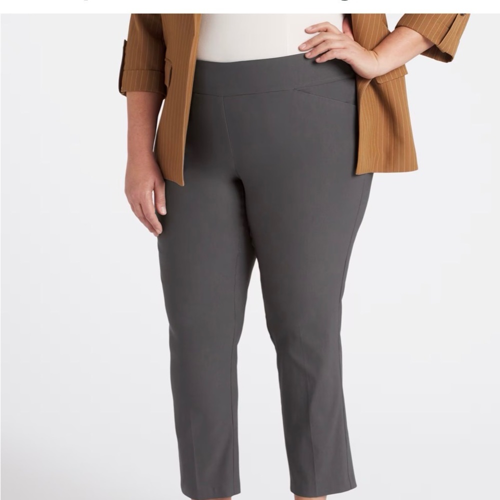 Tribal Charcoal Gray Harper Pull On Cropped Trousers, 18W